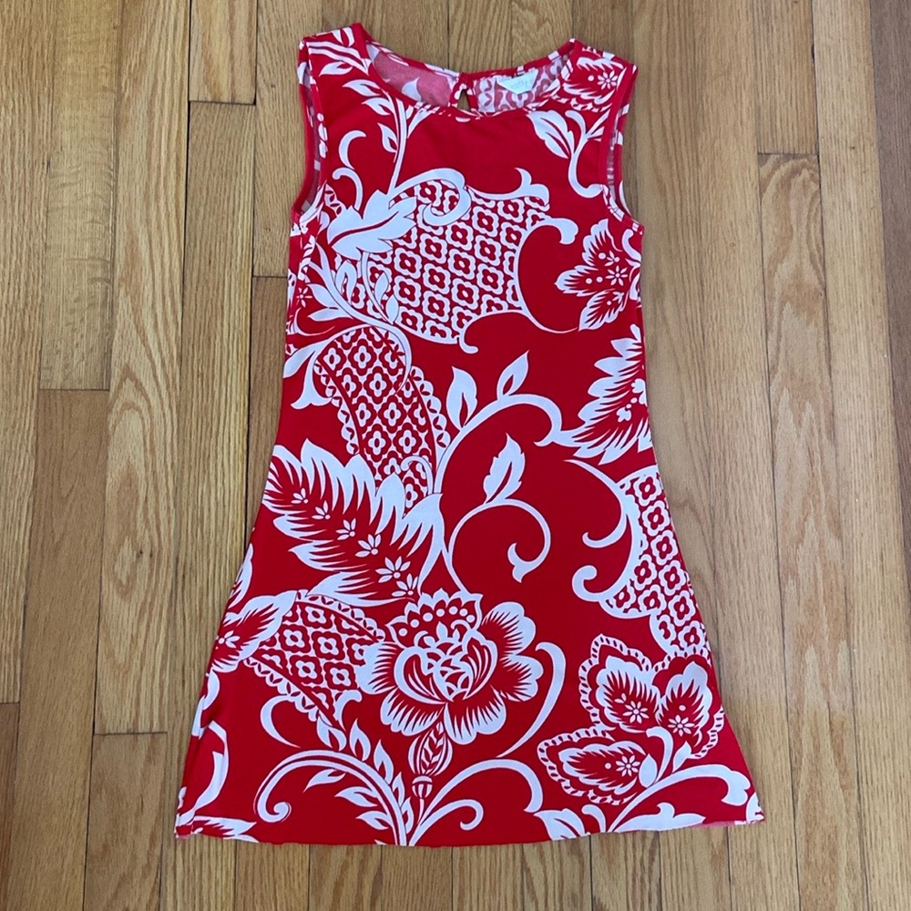 Matty M Red and White Sleeveless Vibrant Raw Edge Top